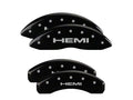 Set Of 4 Caliper Covers Engraved Front And Rear Hemi Black Finish Silver Characters 2006-2020 Dodge Charger MGP Caliper Covers