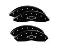 Set Of 4 Caliper Covers Engraved Front And Rear Bowtie Black Finish Silver Characters 2012-2017 Chevrolet Express MGP Caliper Covers