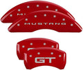 Set Of 4 Caliper Covers Engraved Front Mustang (2015) Engraved Rear Gt (2015) Red Finish Silver Characters 2024-2024 Ford Mustang MGP Caliper Covers