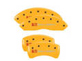 SET OF 4 CALIPER COVERS ENGRAVED FRONT/REAR SALEEN BLACK CHARACTERS YELLOW POW