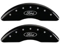 Set Of 4 Caliper Covers Engraved Front And Rear Oval Logo Ford Black Finish Silver Characters 2013-2022 Ford F-250 MGP Caliper Covers