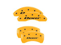 Set Of 4 Caliper Covers Engraved Front And Rear With Out Stripes Dart Yellow Finish Black Characters 2013-2016 Dodge Dart MGP Caliper Covers