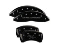 Set Of 4 Caliper Covers Engraved Front Block Challenger Engraved Rear Vintage Style RT Black Finish Silver Characters 2011-2023 Dodge Challenger 18 inches