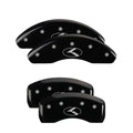 Set Of 4 Caliper Covers Engraved Front And Rear Circle K Kia Black Finish Silver Characters 2016-2018 Kia Forte5 MGP Caliper Covers
