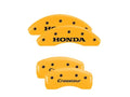 Set Of 4 Caliper Covers Engraved Front Honda Engraved Rear Crosstour Yellow Finish Black Characters 2012-2016 Honda CR-V MGP Caliper Covers
