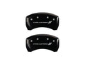 Set Of 4 Caliper Covers Engraved Front And Rear With Stripes Challenger Black Finish Silver Characters 2005-2010 Dodge Magnum 5.7L 8 cyl Dual Piston Front Caliper 17 Inch Wheel MGP Caliper Covers