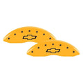 SET OF 4 CALIPER COVERS ENGRAVED FRONT/REAR BOWTIE BLACK CHARACTERS YELLOW POW