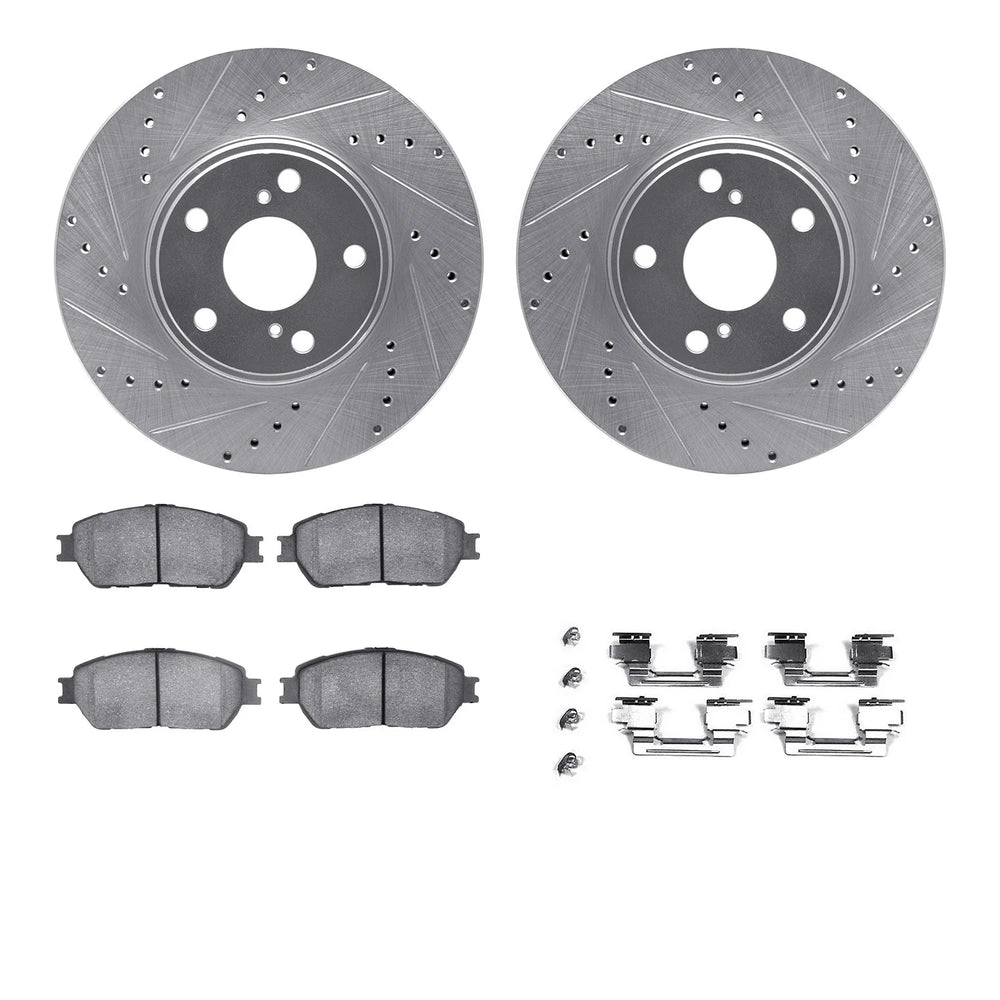 DFC 03-06 Lexus ES330 Front Drilled & Slotted Silver Rotors with 5000 Advanced Brake Pads w/Hardware