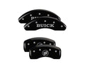 Set Of 4 Caliper Covers Engraved Front Buick Engraved Rear Buick Shield Black Finish Silver Characters 2000-2005 Buick LeSabre MGP Caliper Covers