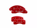SET OF 4 CALIPER COVERS ENGRAVED FRONT/REAR CIVIC (2015) SILVER CHARACTERS RED