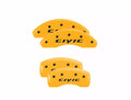 SET OF 4 CALIPER COVERS ENGRAVED FRONT/REAR CIVIC (2015) BLACK CHARCTRS YELLOW