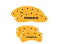 Set Of 4 Caliper Covers Engraved Front And Rear Cobra Yellow Finish Black Characters 2005-2009 Ford Mustang MGP Caliper Covers