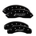 SET OF 4 CALIPER COVERS ENGRAVED FRONT/REAR BOWTIE SILVER CHARACTERS RED POWDE
