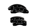 Set Of 4 Caliper Covers Engraved Front 2016 Civic Engraved Rear 2016 Civic Black Finish Silver Characters 2016-2021 Honda Civic MGP Caliper Covers