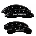 SET OF 4 CALIPER COVERS ENGRAVED FRONT/REAR MOPAR SILVER CHARACTERS BLACK POWD