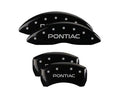 Set Of 4 Caliper Covers Engraved Front And Rear Pontiac Black Finish Silver Characters 2008-2009 Pontiac G8 MGP Caliper Covers