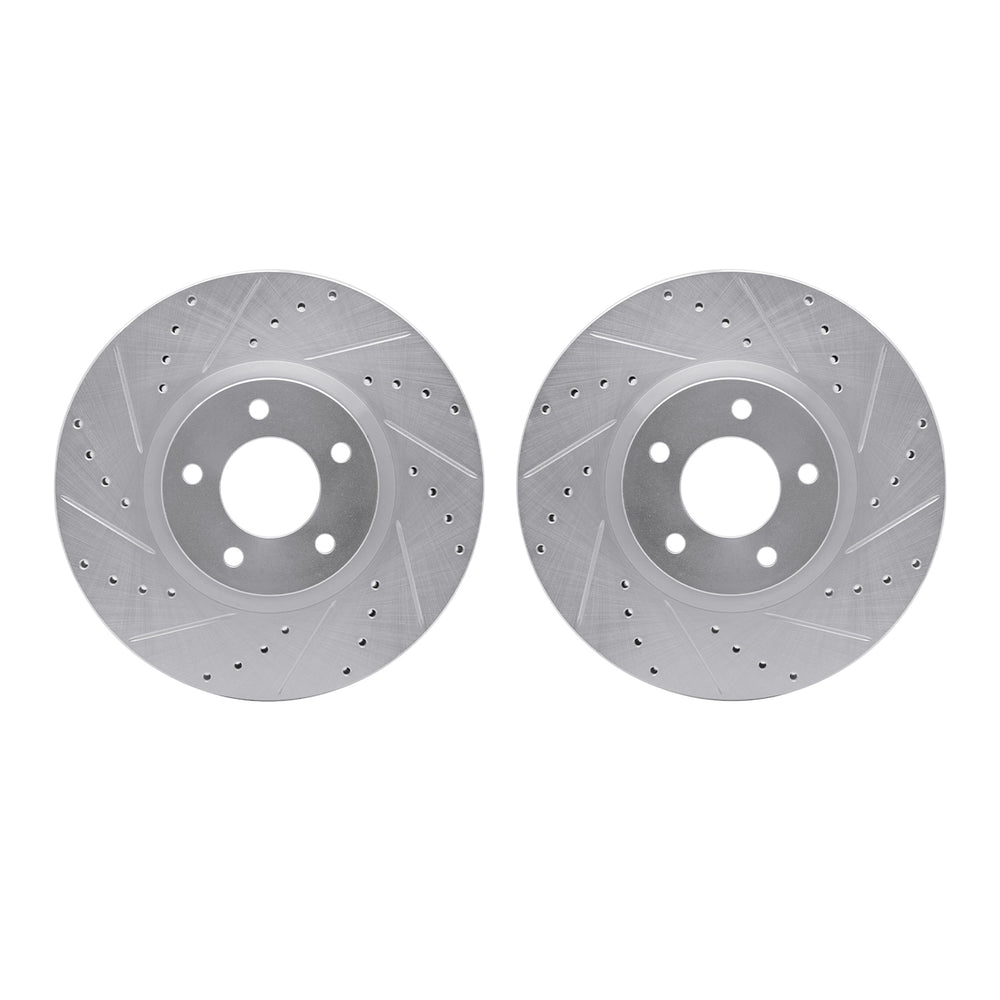 R1 07-13 Mazda 3 Front Drilled & Slotted Silver Brake Rotor Set