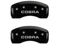 Set Of 4 Caliper Covers Engraved Front And Rear Cobra Black Finish Silver Characters 1997-2004 Ford Mustang MGP Caliper Covers