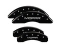 Set Of 4 Caliper Covers Engraved Front And Rear Mopar Black Finish Silver Characters 2004-2008 Chrysler Pacifica MGP Caliper Covers