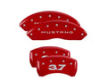 Set Of 4 Caliper Covers Engraved Front Mustang Engraved Rear 3.7 Red Finish Silver Characters 2010-2014 Ford Mustang MGP Caliper Covers