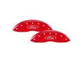 Set Of 4 Caliper Covers Engraved Front And Rear Ford Oval Logo Red Finish Silver Characters 2021-2024 Ford Bronco MGP Caliper Covers