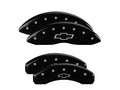 Set Of 4 Caliper Covers Engraved Front And Rear Bowtie Black Finish Silver Characters 2015-2017 Chevrolet SS MGP Caliper Covers