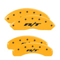 Set Of 4 Caliper Covers Engraved Front And Rear RT Black Finish Silver Characters 2011-2019 Dodge Grand MGP Caliper Covers