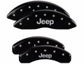 SET OF 4 CALIPER COVERS ENGRAVED FRONT/REAR JEEP SILVER CHARACTERS BLACK POWDE