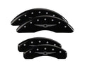 Set Of 4 Caliper Covers Engraved Front And Rear Style 1 Chrysler Wing Black Finish Silver Characters 2004-2008 Chrysler Pacifica MGP Caliper Covers
