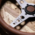 Momo Prototipo Steering Wheel 350 mm - Tobacco Leather/Brown Stitch/Brushed Spokes