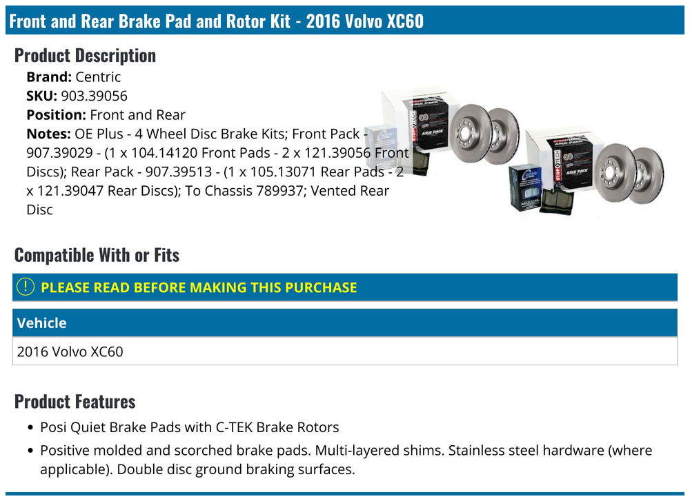 OE Plus Brake Kit 4 Wheel