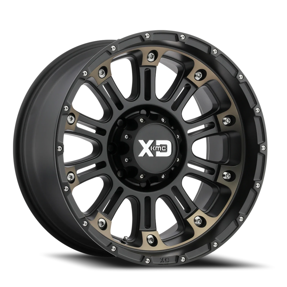 HOSS 2 18x9 6x139.70 SATIN BLACK MACH W/ DARK TINT CLEAR COAT (18 mm)