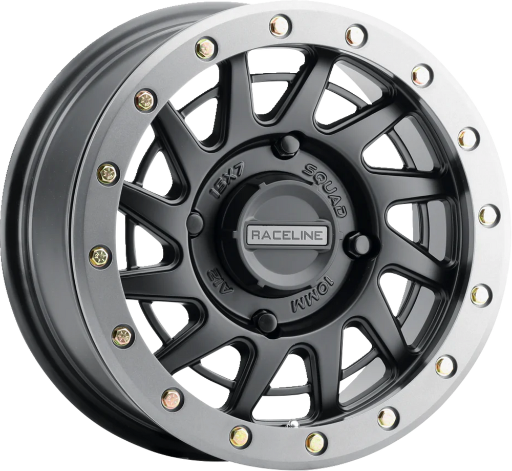 Raceline Wheels SQUAD SATIN BLACK W GUNMETAL RING 15X7 4X156 38