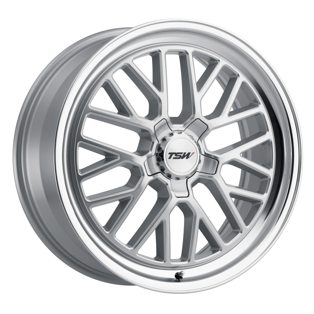 ~(49 lbs. 22X22X12)~ TSW HOCKENHEIM S 20x10 5/120 ET40 CB76.1 SILVER W/MIRROR CUT LIP (CHROME HEX NUT)