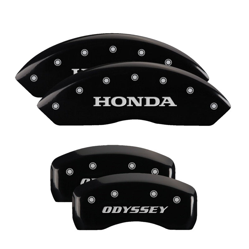 SET OF 4 CALIPER COVERS ENGRAVED FRONT/REAR HONDA ODYSSEY BLACK CHARCTRS YEL