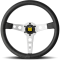 Momo Prototipo Steering Wheel 350 mm - Black Leather/White Stitch/Brshd Spokes
