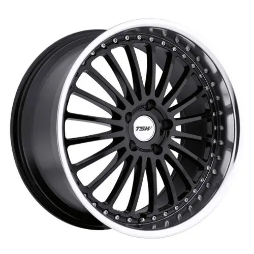 ~(31 lbs. 20X20X10)~ TSW SILVERSTONE 18x8.0 5/114.3 ET40 CB76.1 GLOSS BLACK W/MIRROR CUT LIP