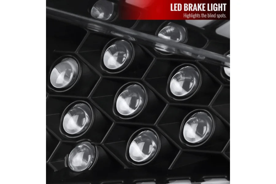 SEDAN LED TAIL LIGHTS WITH MATTE BLACK HOUSING AND CLEAR LENS WITH SEQUENTIAL TURN SIGNAL AND SHOW MODE