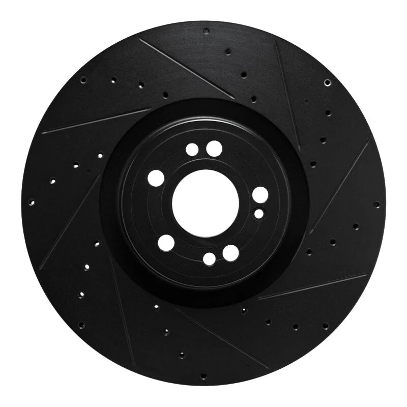 R1 20-26 Mercedes-Benz GLE450e Front Right Drilled & Slotted Black Brake Rotor