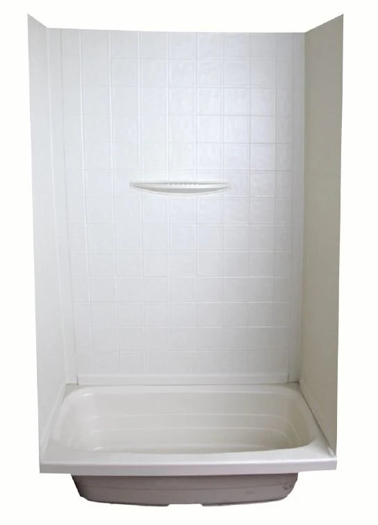 54IN X 28IN X 65.5IN BATHTUB & SHOWER PAN SURROUND; 3PIECE DESIGN; TILE FINISH WHITE