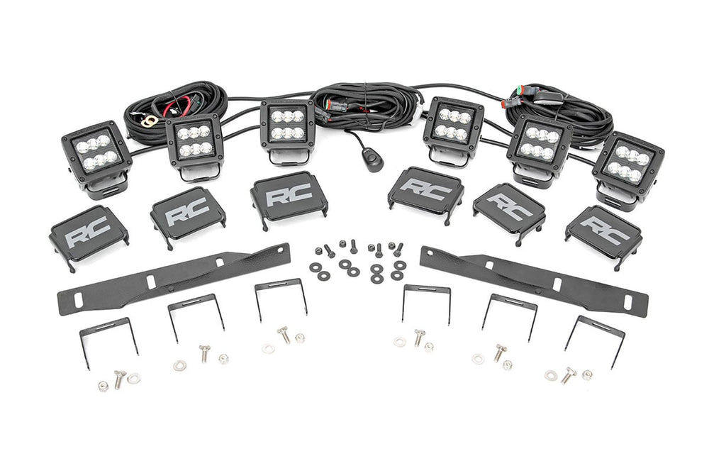 1x 70699 3x 70903BLKDRL LED Light Fog Mount Triple 2 Black Pair White DRL Ford Raptor (17-21)