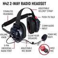 Rugged Radios Crew Chief - H42 Spotter Headset and Rugged Handheld Radio Package - Black
