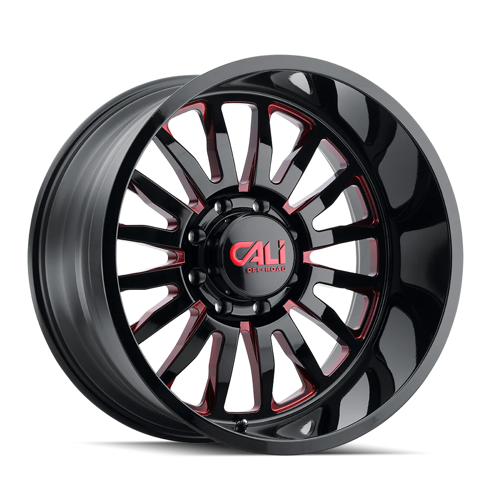 CALI OFF-ROAD SUMMIT 9110 GLOSS BLACK RED MILLED 20X9 8-180 0MM 124.1MM