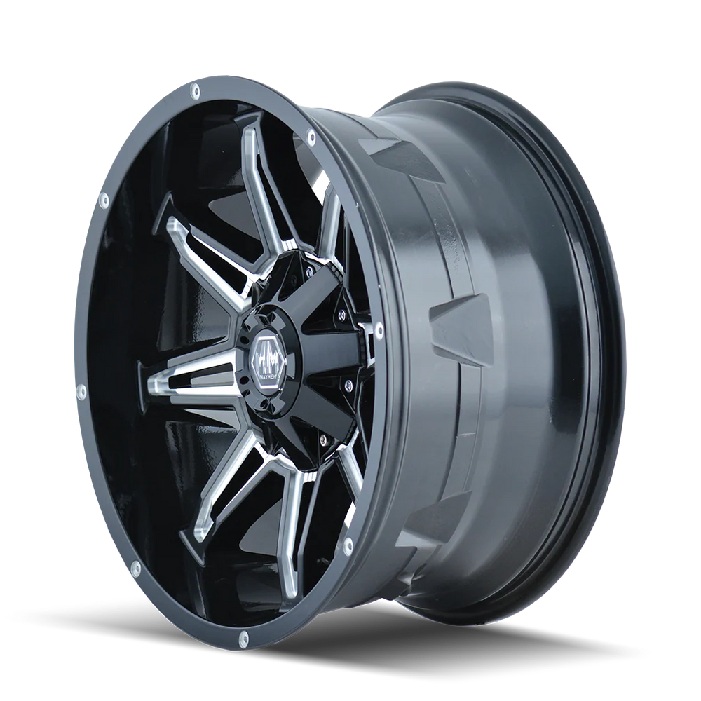 ~(34 lbs. 19X19X10)~ RAMPAGE (8090) BLACK/MILLED SPOKES 17X9 5-127/5-139.7 18MM 87MM