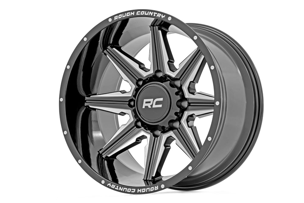 Rough Country 91 Series Milled One-Piece Gloss Black 20x12 8x180 -44mm