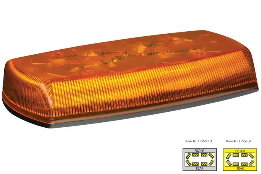 LED MINIBAR: REFLEX 15IN 1224VDC 18 FLASH PATTERNS MAGNET MOUNT CLEAR DOME AMBER ILLUMINATION