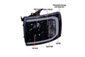 LED BAR PROJECTOR HEADLIGHTS- GLOSSY BLACK WITH CLEAR LENS