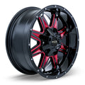 SPINE 18X9 6X135/139.7 ET10 CB87.1 GLOSS BLK MILLED RED SPK