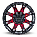 SPINE 18X9 6X135/139.7 ET10 CB87.1 GLOSS BLK MILLED RED SPK