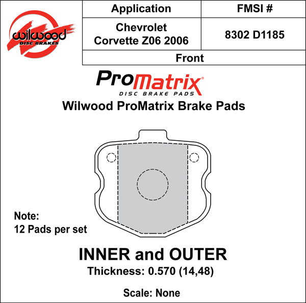 Wilwood Pad Set Promatrix D1185 (12 Pads)